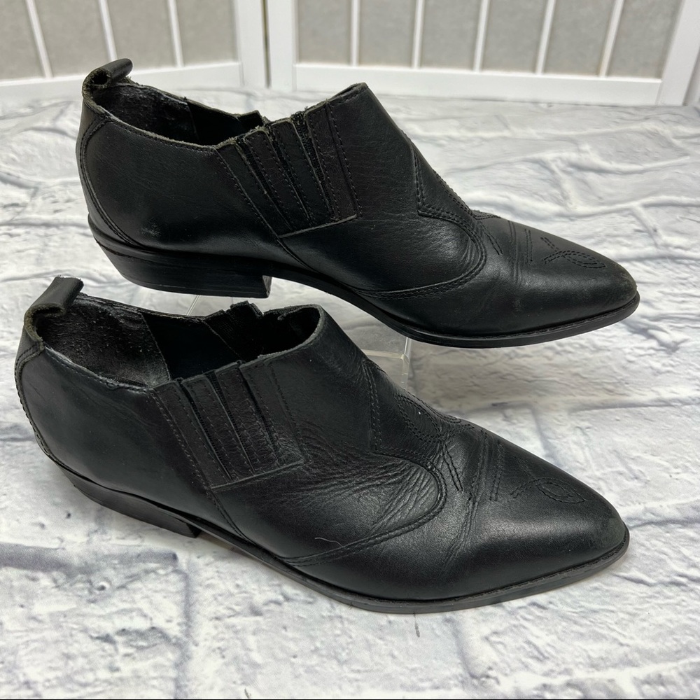 MOOTSIE TOOTSIES Butch Black Slip On Pointed Ankle Booties 7 - Picture 2 of 16